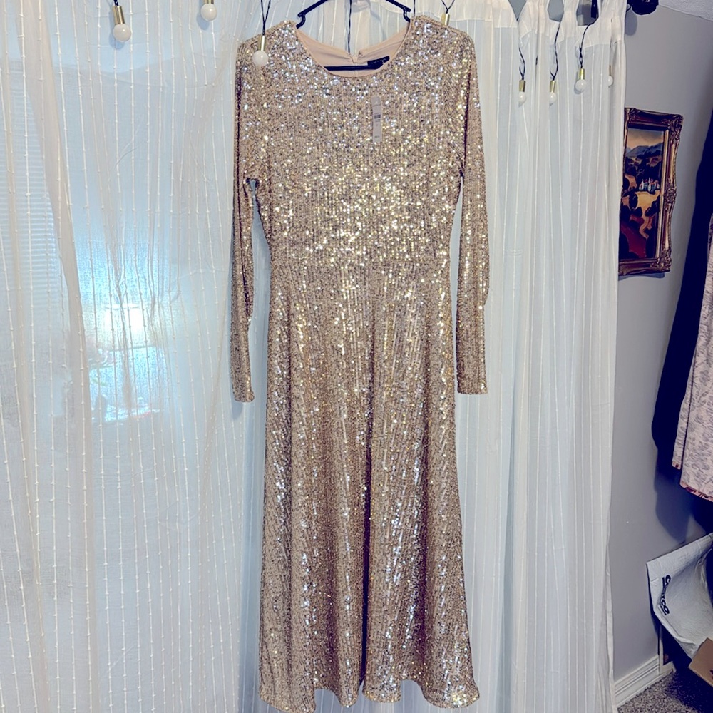 Ann Taylor Gold sheath dress US size 6